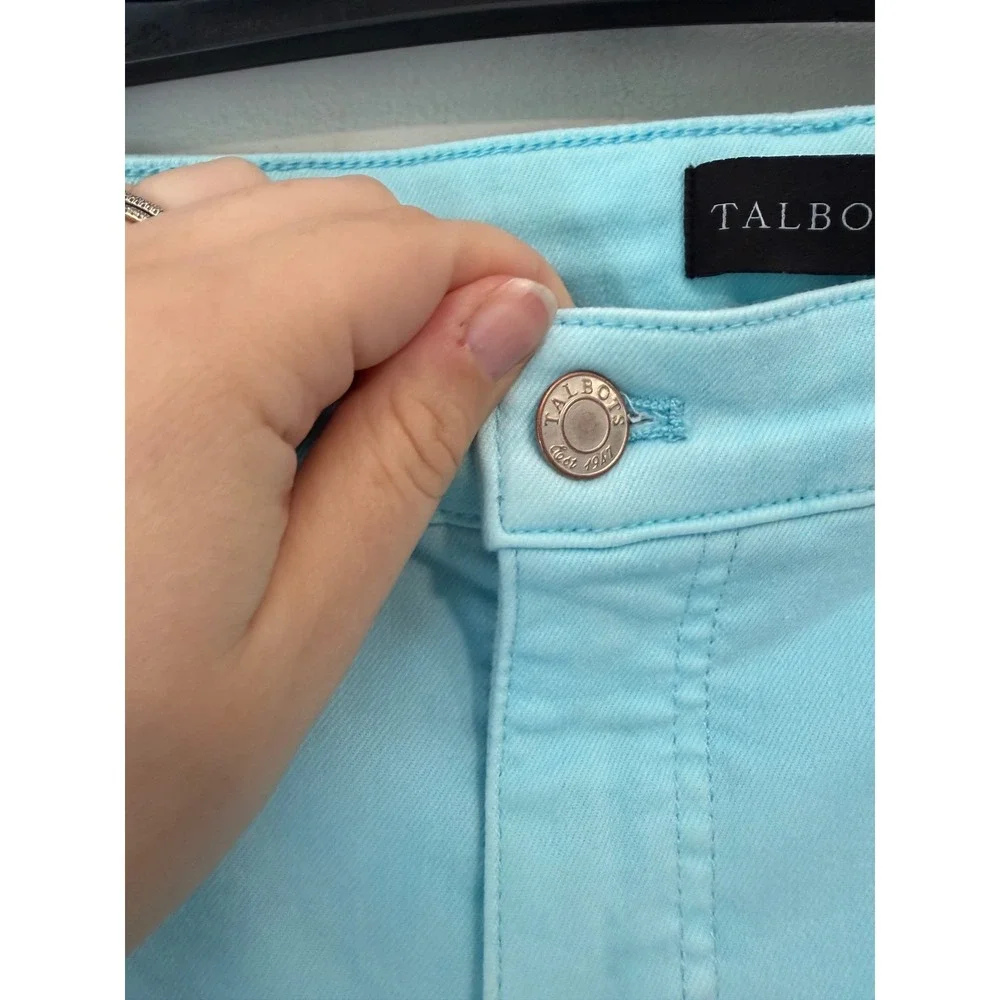 Talbots Womens 6 Straight Leg Crop Jeans Light Blue Denim Mid Rise Pants